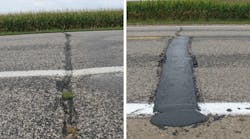 Transverse crack before and after Mastic One application