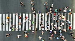 Aerial People Crowd Many People Going Through The Pedestrian Crosswalk Dmytro Varavin