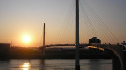 Post-tensioned cables are key to the award-winning design of the Bob Kerrey Pedestrian Bridge. Photo: User:Skinzfan23 / Wikimedia Commons / CC-BY-SA-3.0 Post-tensioned cables are key to the award-winning design of the Bob Kerrey Pedestrian Bridge. Photo: User:Skinzfan23 / Wikimedia Commons / CC-BY-SA-3.0