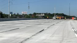 For the 1-85 project, the concrete mix design enabled a three-day curing period vs. the typical seven days, with minimal cracking.